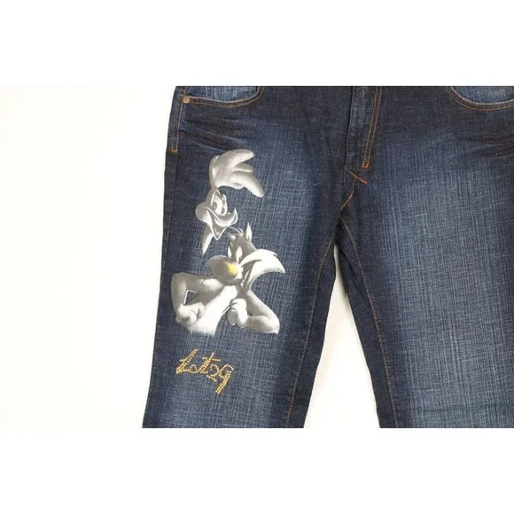 NOS Vintage Y2K Lot 29 Womens Size 15 Looney Tunes Wide Leg Flared Denim Jeans